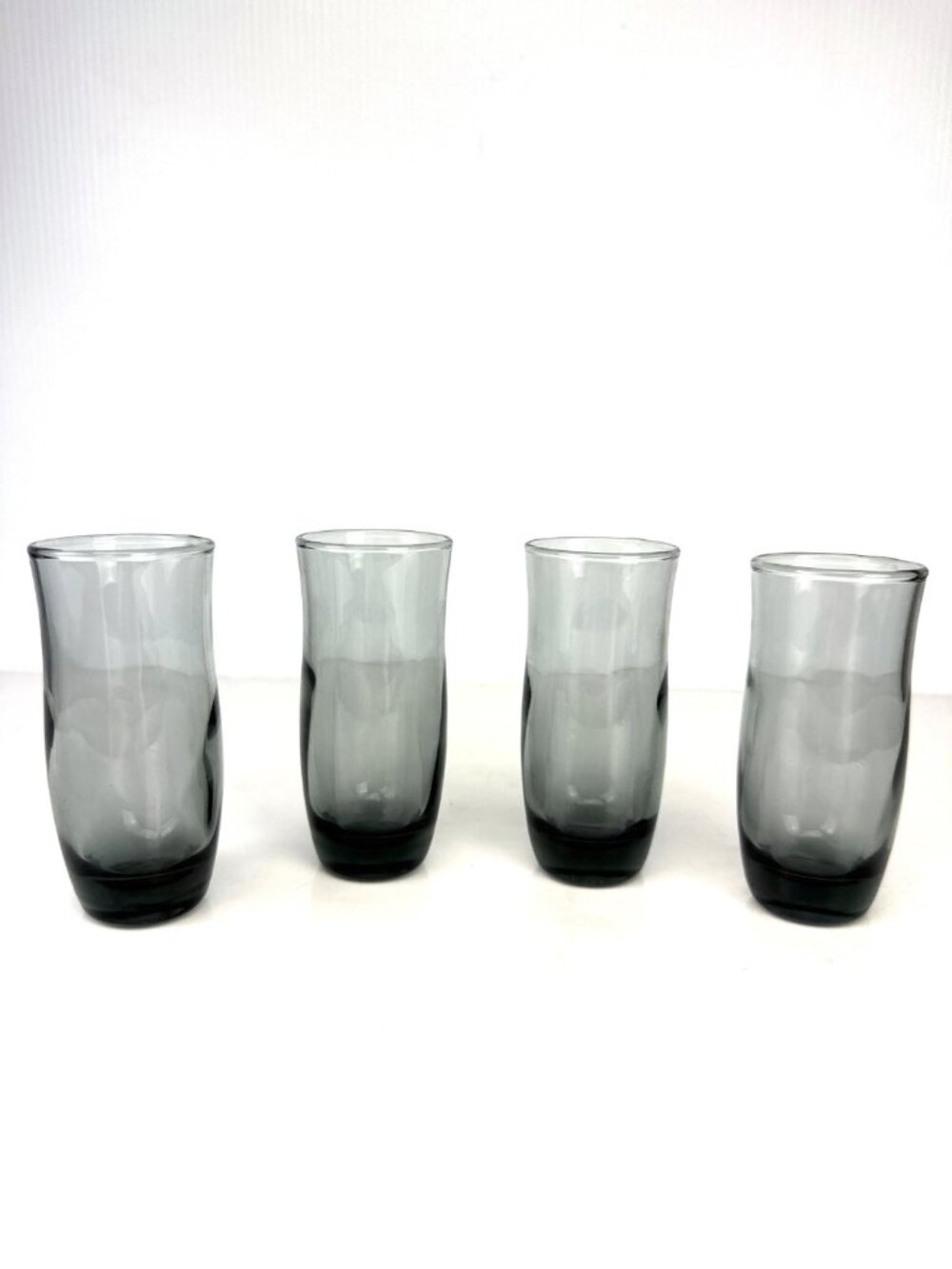 VINTAGE MCM Smoked Glass Cocktail or Juice Gray Glasses Set of 4
